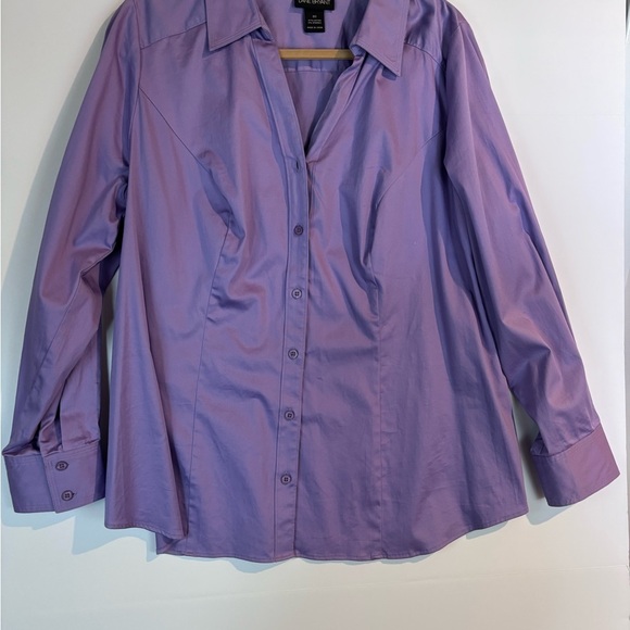 Lane Bryant Purple Button-Front Blouse • Plus Size 20 • 97% Cotton / 3% Spandex - Picture 5 of 9